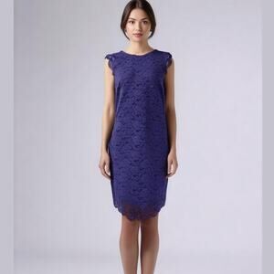 Nicole by Nicole Miller Purple Lace Cap Sleeve Shift Cocktail Dress Women Sz 4